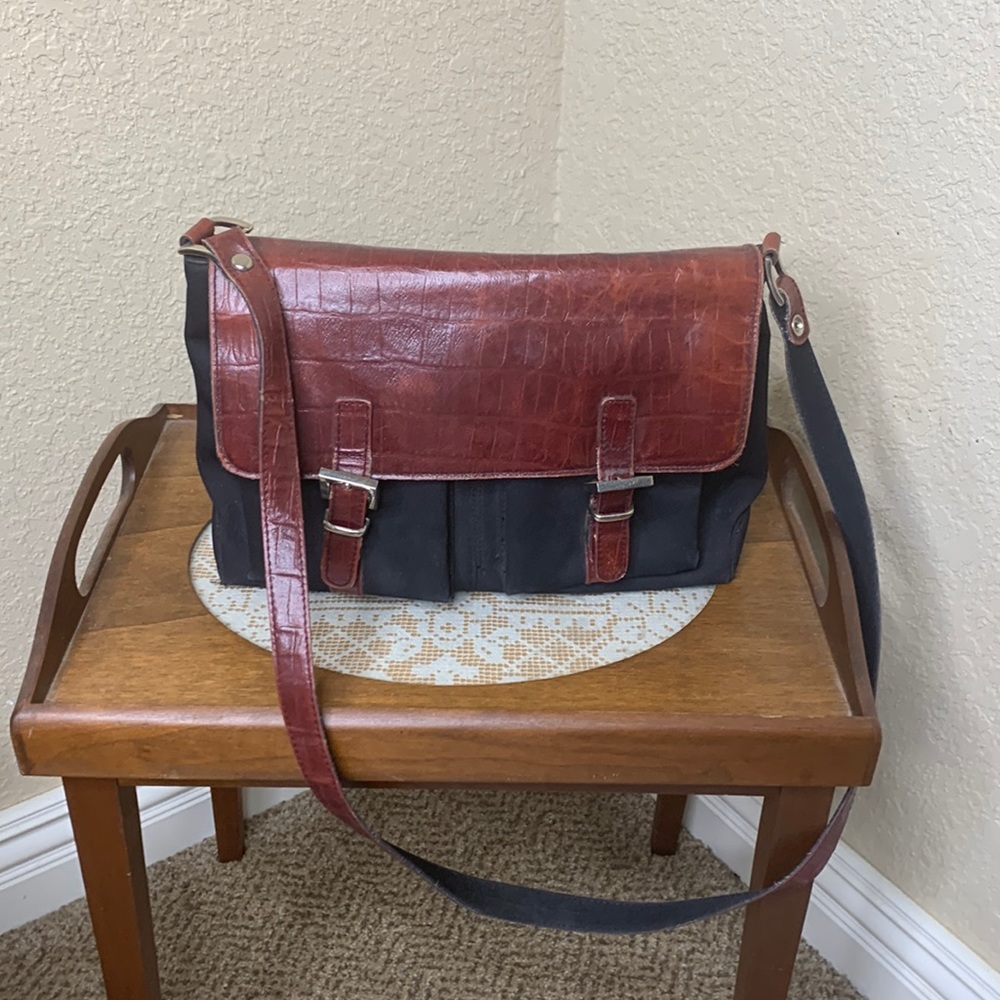 M.C. Vintage leather and canvas purse